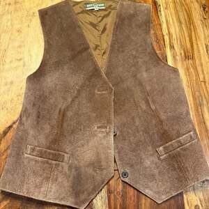 Vintage Brown Suede Leather Button Up Vest Western Size M?